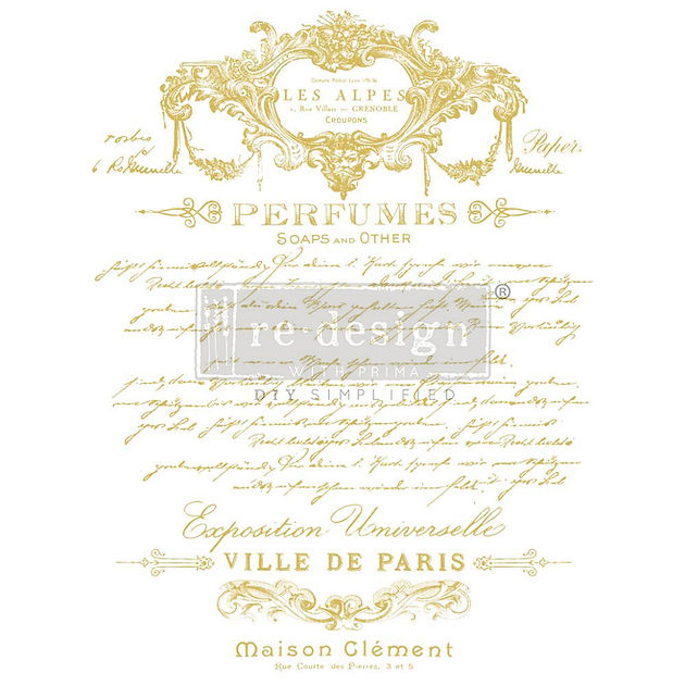 July 2023 Redesign with Prima Kacha Gold Foil Decor Transfer Perfume Notes