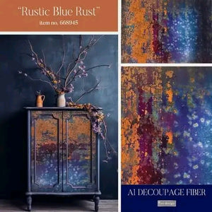 Redesign with Prima Decoupage A1 Fiber Paper Rustic Blue Rust