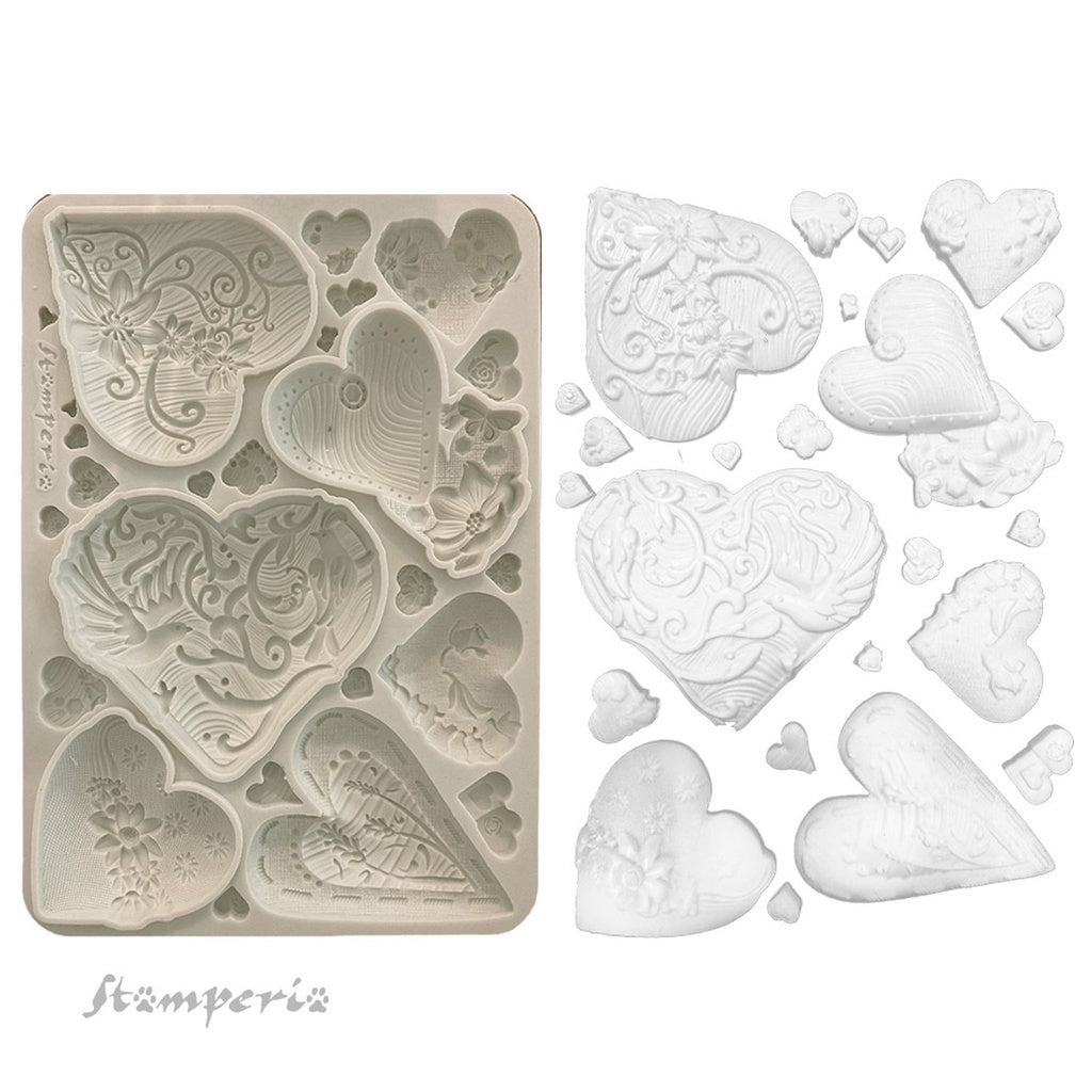 *NEW* Stamperia Silicon Mould A5 - Simple Hearts
