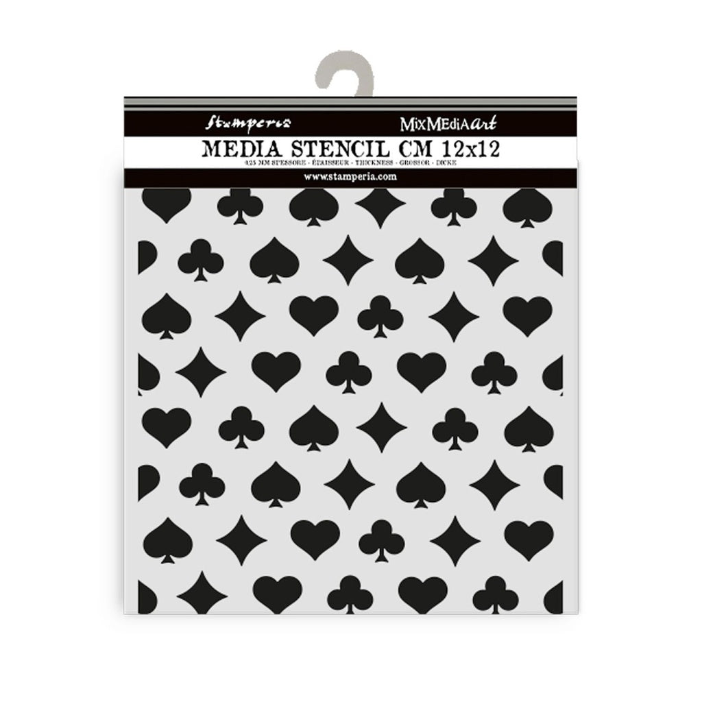 *New*Stamperia Small Craft Media Stencil 12cm x 12cm Poker Cards