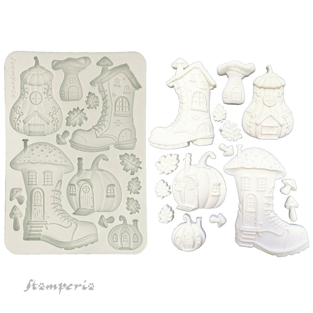 *NEW* Stamperia Silicon Mould A5 - Whispering Woods Boots and Pumpkin House PREORDER DISPATCH APPX 13TH SEPT