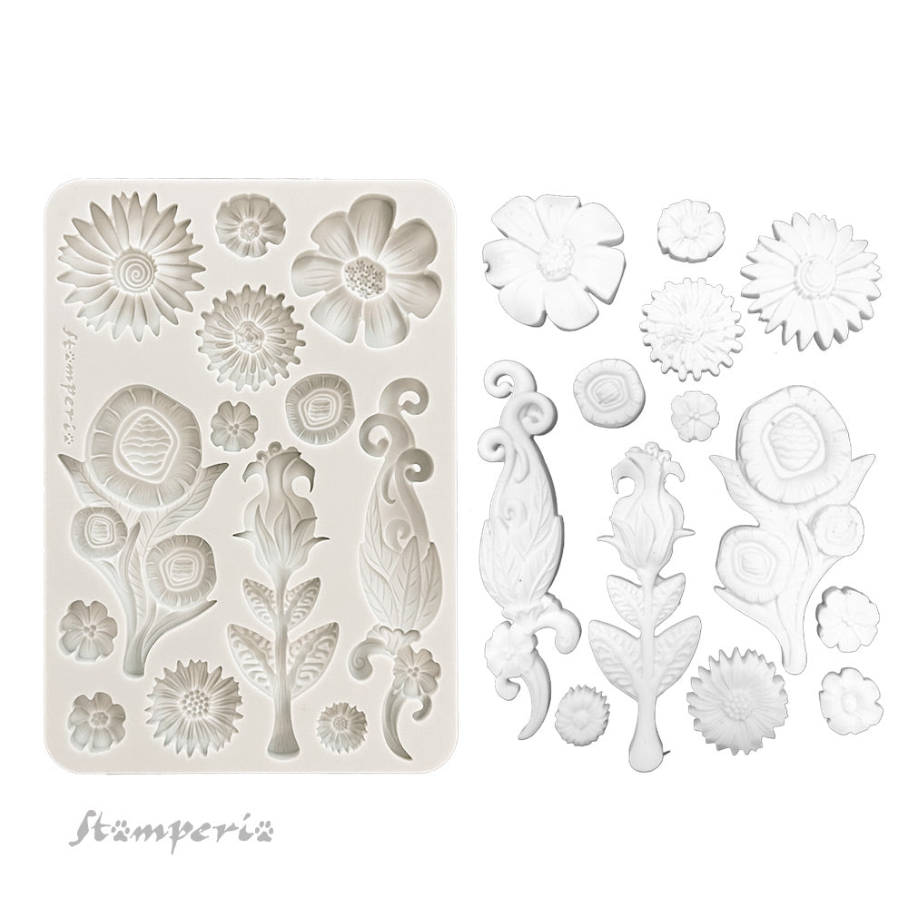 *NEW* Stamperia Silicon Mould A5 - Furry Friends - Flowers