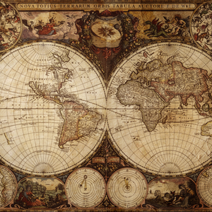 Three Yellow Goats Decoupage A1 sheet - Old Map