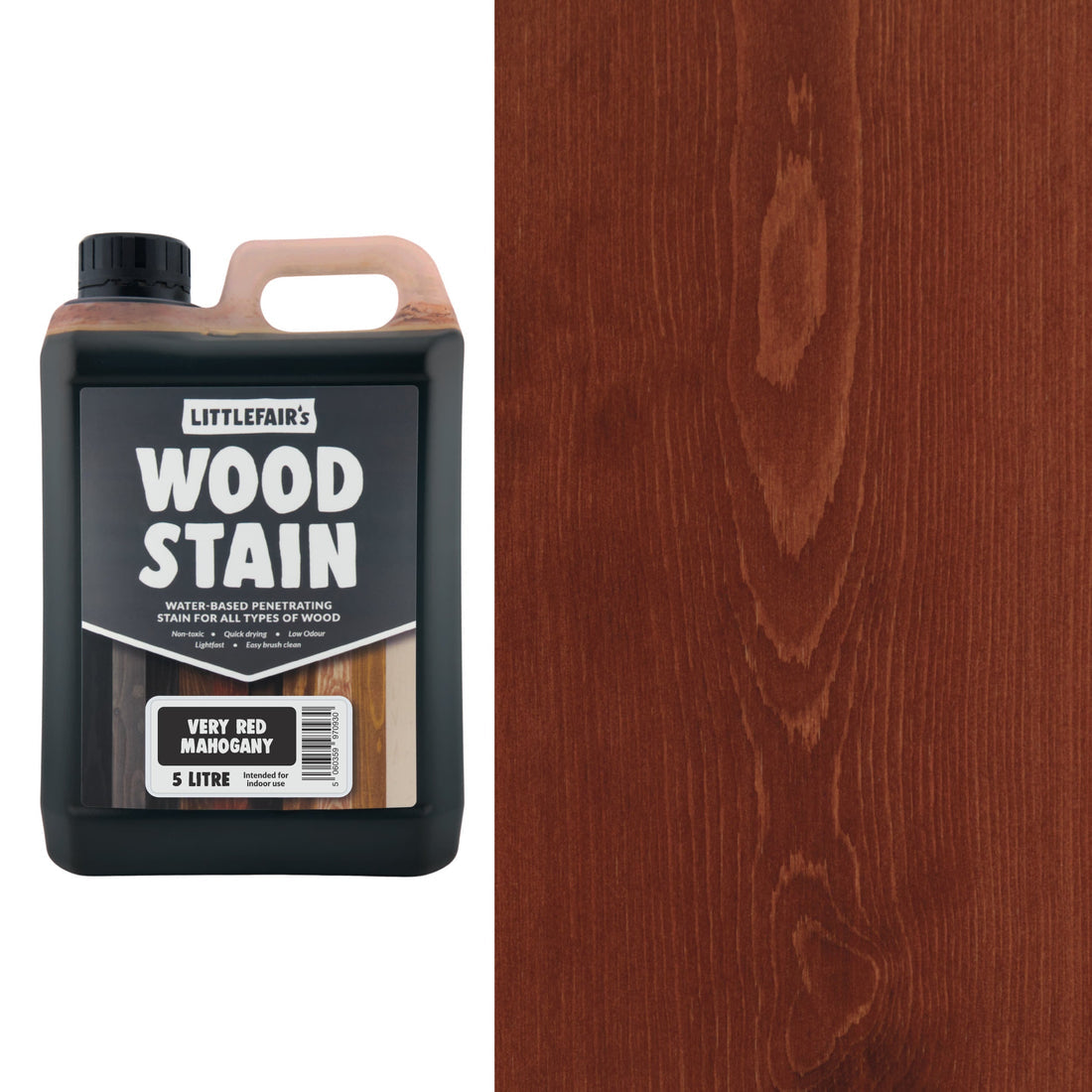 Littlefairs Water based Wood Stain Very Red Mahogany