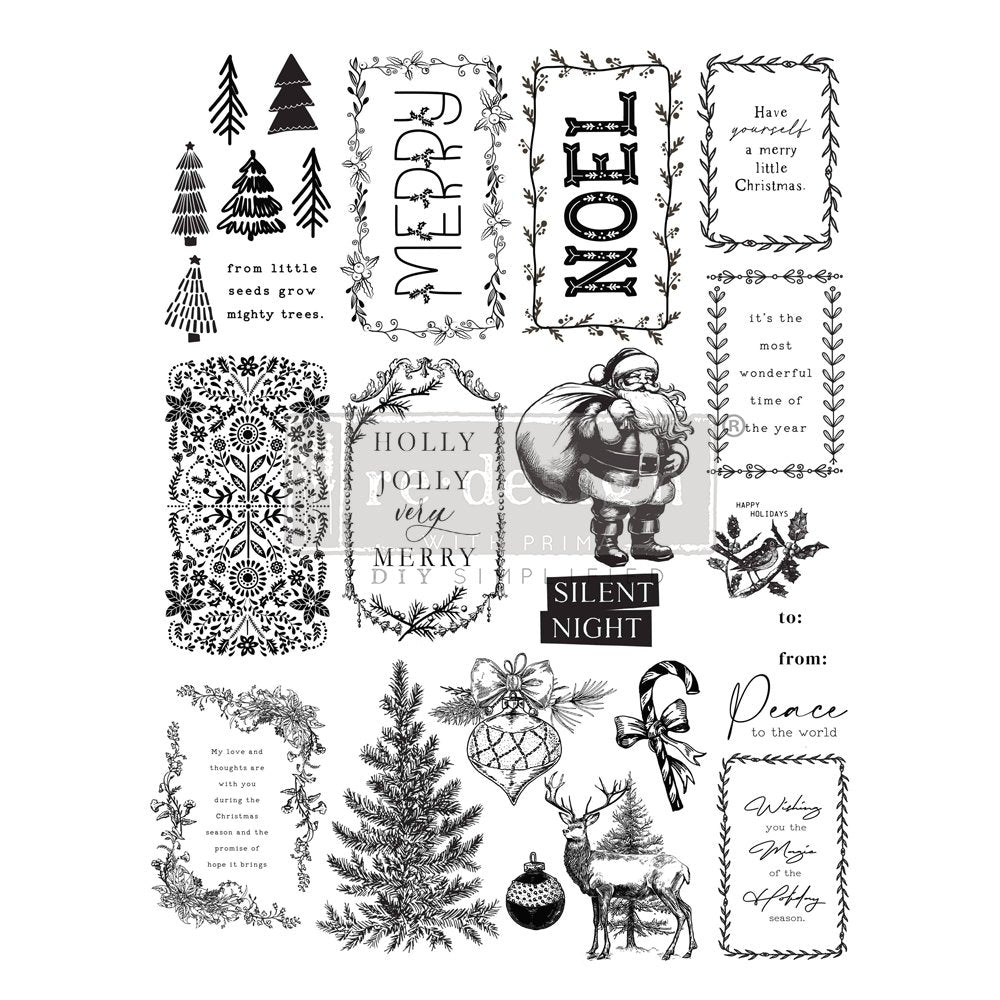 Redesign with Prima MERRY & BRIGHT TAGS- DECOR STAMP