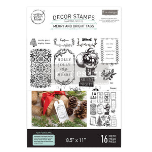 Redesign with Prima MERRY & BRIGHT TAGS- DECOR STAMP