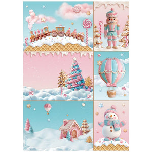 *New* Stamperia Rice Paper Selection Candy Christmas 6 x A4 sheets