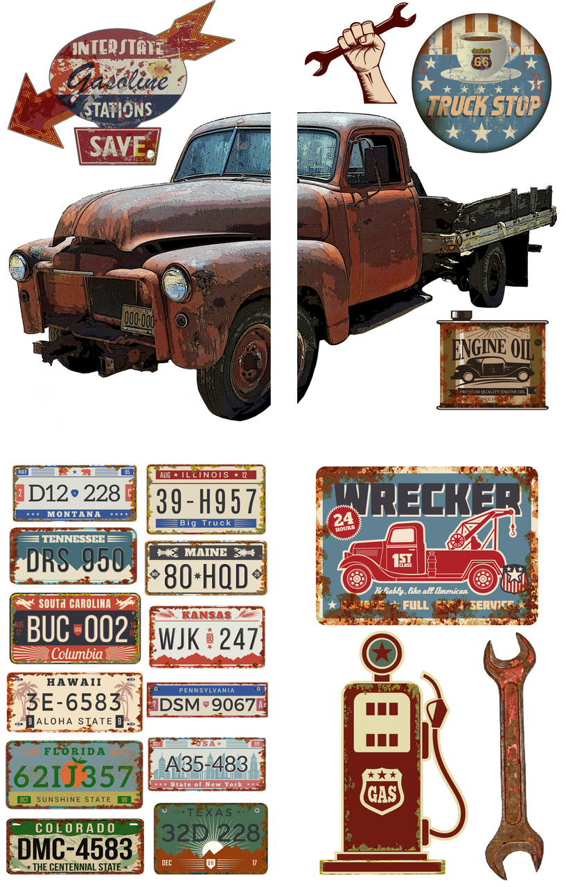 Rusty Truck Belle's and Whistles Large Transfer