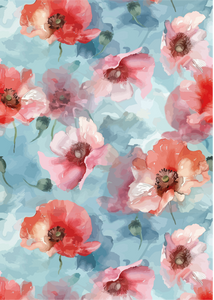 *New* Belle's and Whistles A3 Decoupage Rice Paper 'Water colour Poppy' WITH FREE CHIP BRUSH