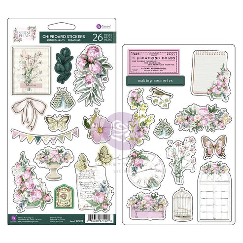 Serene Petals - Blooming Beauty CHIPBOARD Stickers