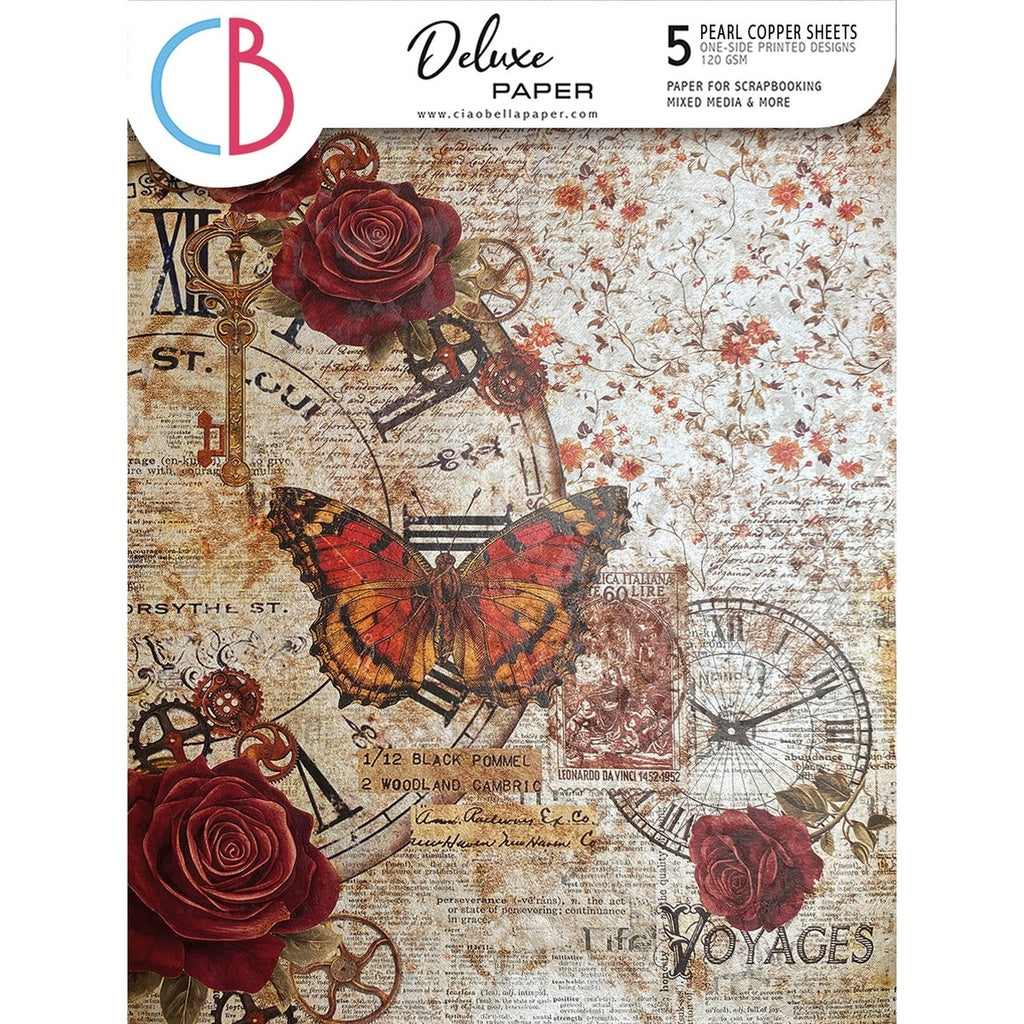 Ciao Bella Cabinet of Curiosities Deluxe Pearl A4 Paper pack (5 assorted sheets)