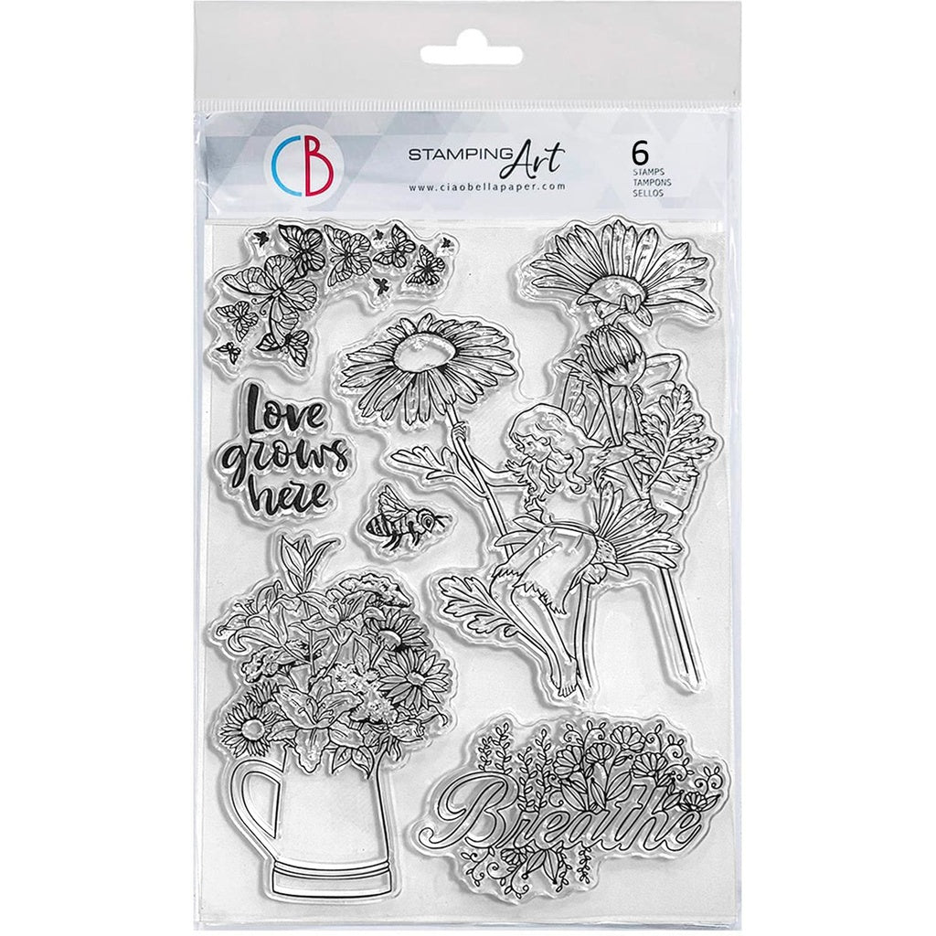 Ciao Bella Clear Stamp set 6"x8" Flowers Fairy (6 pcs)