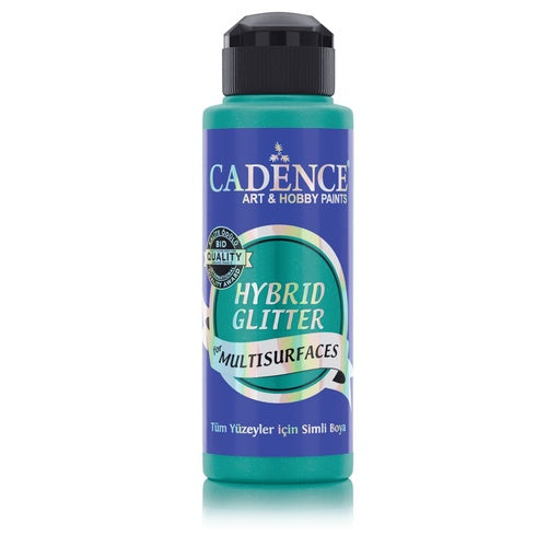 Cadence Hybrid Glitter Paint 120ml Mint Green and Silver Glitter