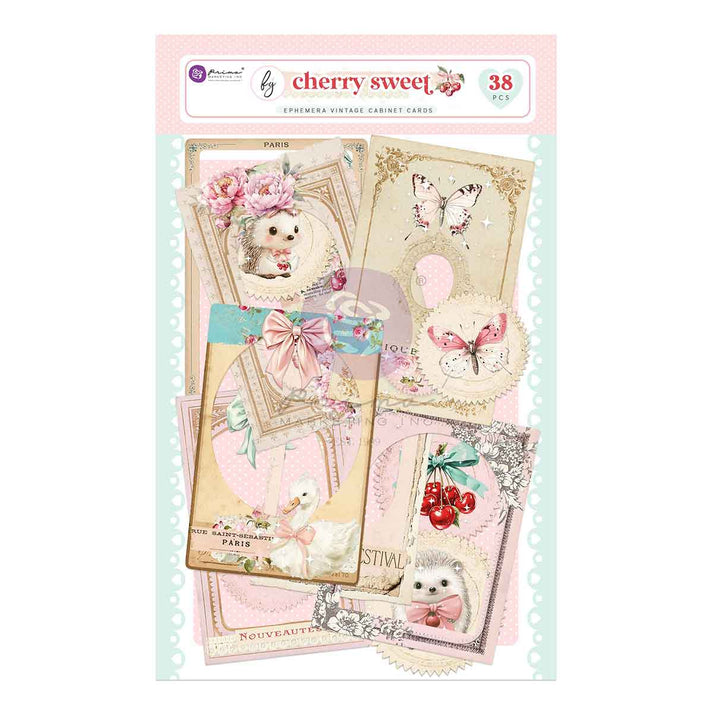 Cherry Sweet Prima Marketing Cabinet Cards Ephemera Pack (38 PIECES)