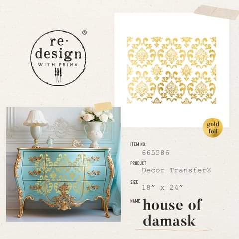 July 2023 Redesign with Prima Kacha Gold Foil Decor Transfer House of Damask