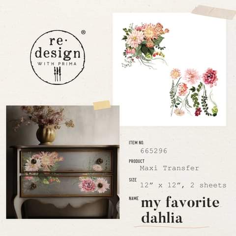 July 2023 Redesign with Prima Maxi Transfer Dahlia Forever Collection 'My Favourite Dahlia'