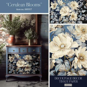 Redesign with Prima Decoupage Tissue Paper 19" x30" Cerulean Blooms 1