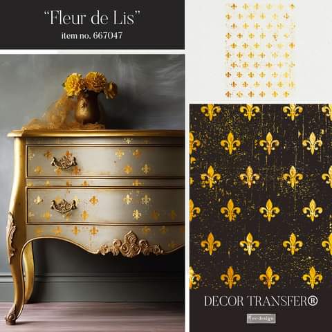 Redesign with Prima Gold Foil Decor Transfer Gold Fleur De lis