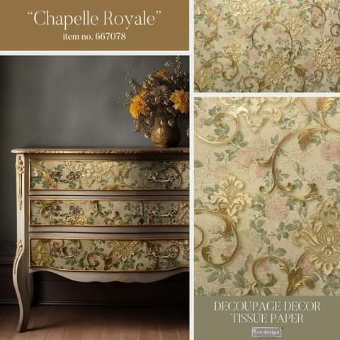 Redesign with Prima Decoupage Tissue Paper 19" x30" Chapelle Royal