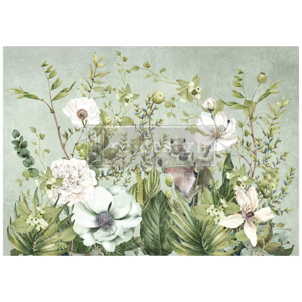 *New* Redesign with Prima Decoupage A1 Fiber Paper Froggy Meadow Greens Limited Edition