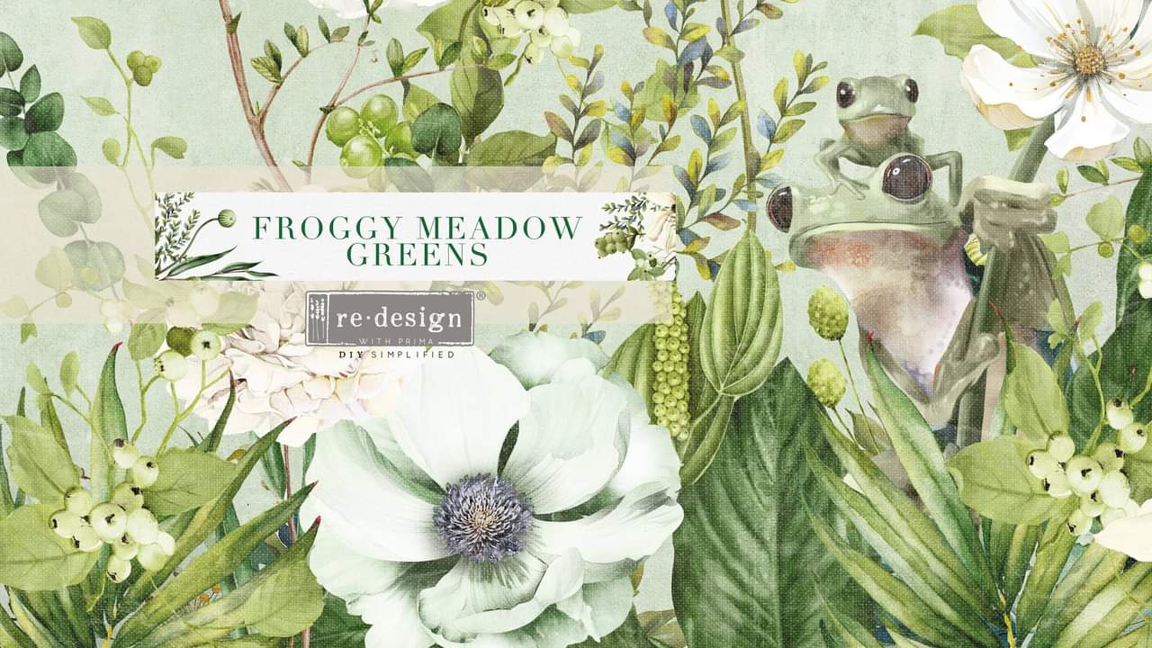 *New* Redesign with Prima Decoupage A1 Fiber Paper Froggy Meadow Greens Limited Edition