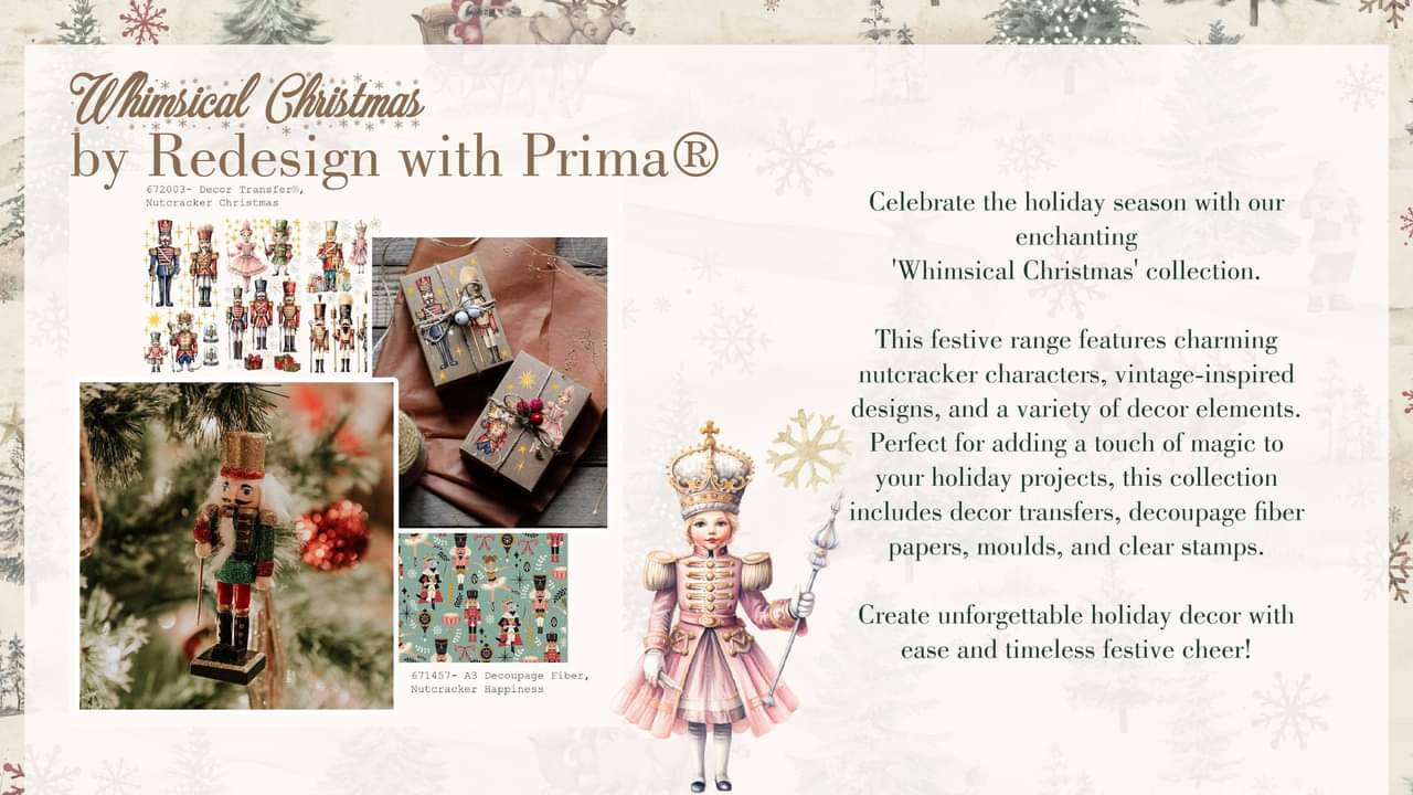 *New Release Redesign with Prima Small Transfer Nutcracker Christmas Limited Edition