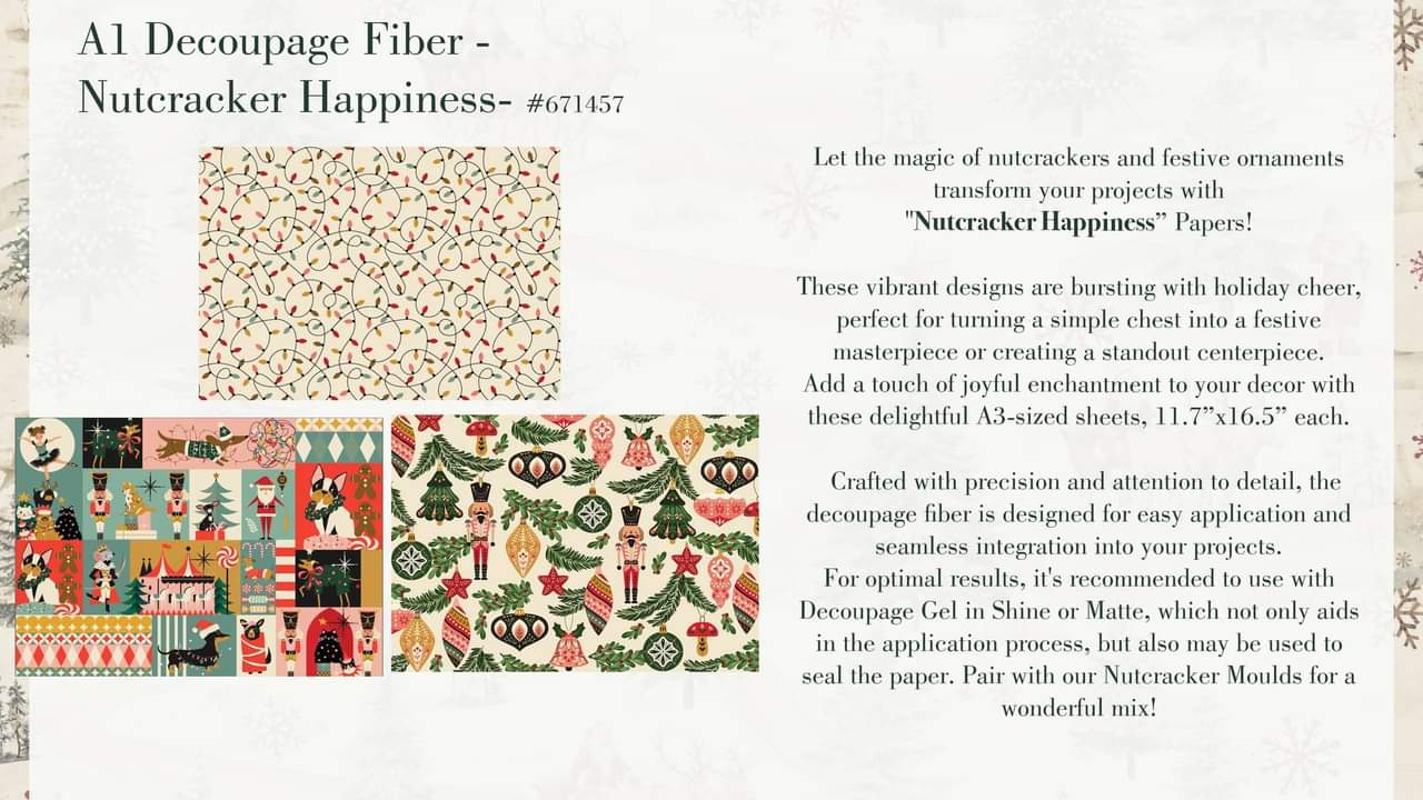 *New* Redesign with Prima NUTCRACKER HAPPINESS A3 DECOUPAGE DECOR TISSUE- 3 SHEETS, 11.7”X16.5”