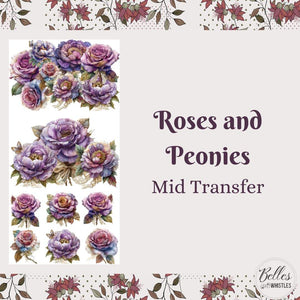 * New* Belle's and Whistles Mid Transfer Roses and Peonies IN STOCK