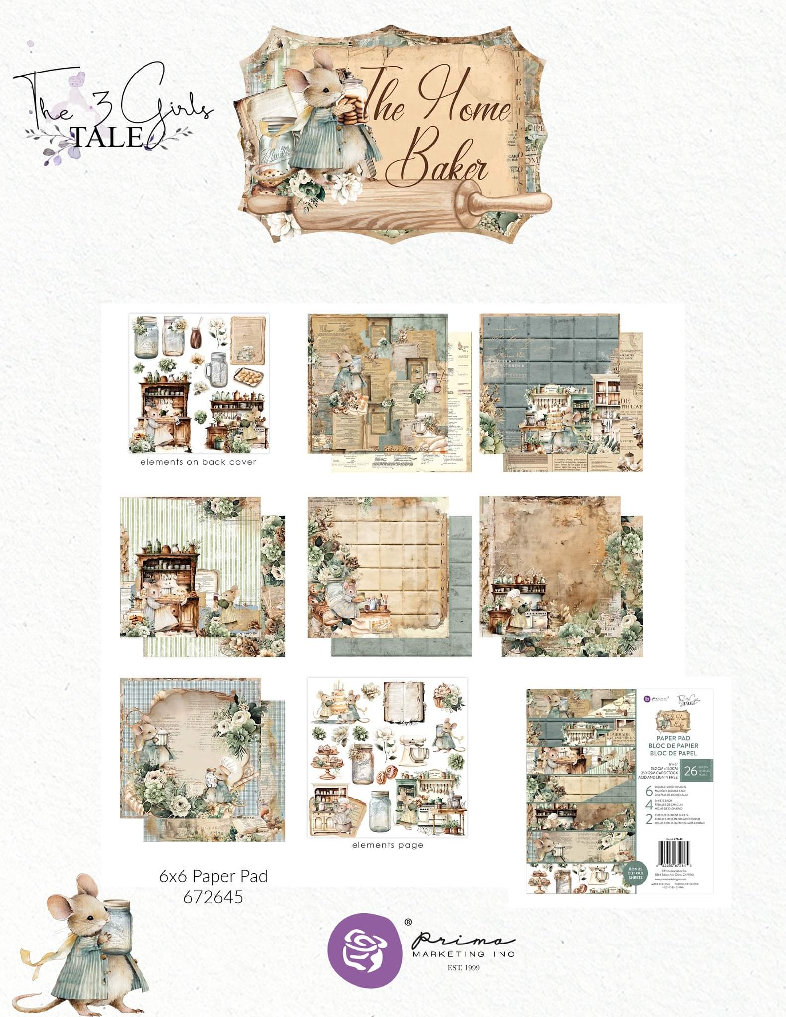 Prima Marketing The Home Baker - 6x6 PAPER PAD PREORDER EXPECTED IN STOCK early Nov