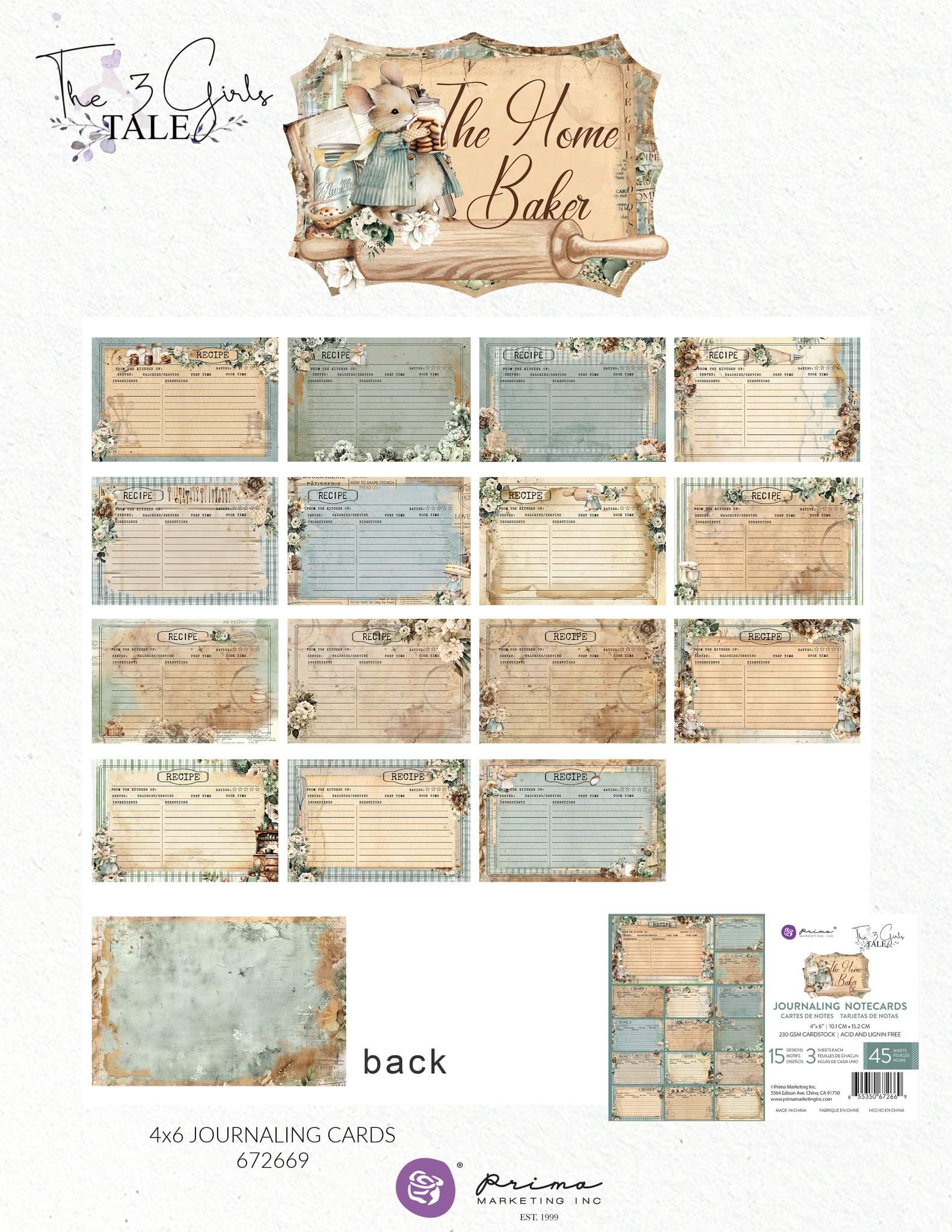 The Home Baker - 4"x6" JOURNALLING CARDS PREORDER EXPECTED IN STOCK early Nov