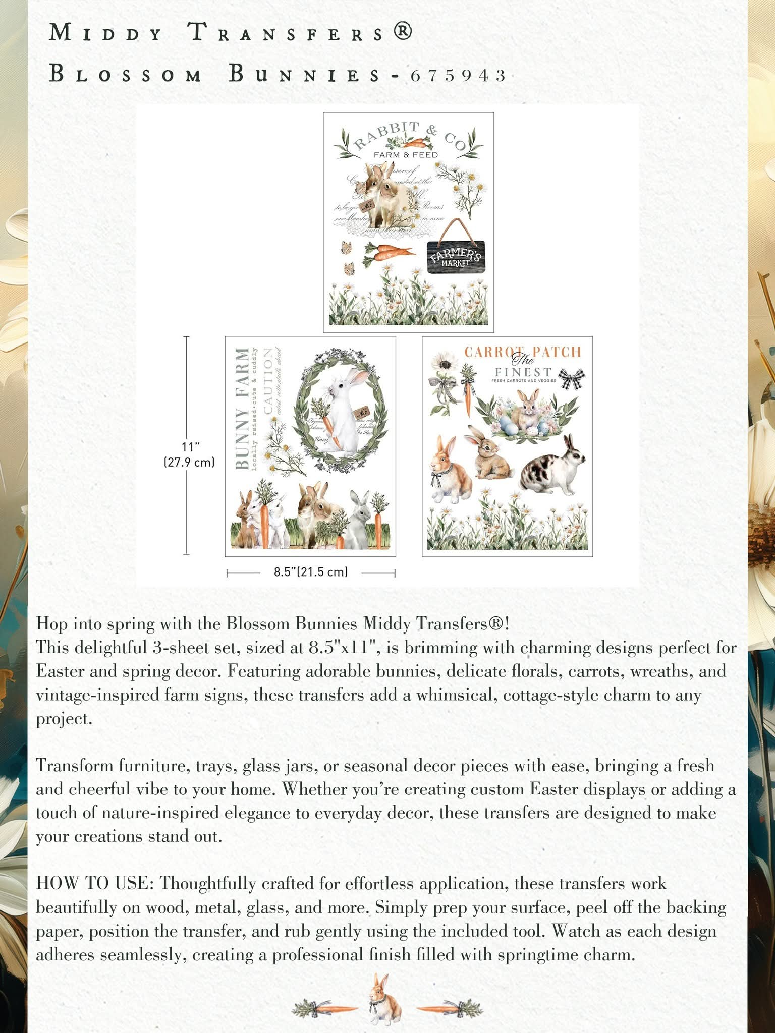 * New* Redesign with Prima Middy Transfer Limited Edition Blossom Bunnies