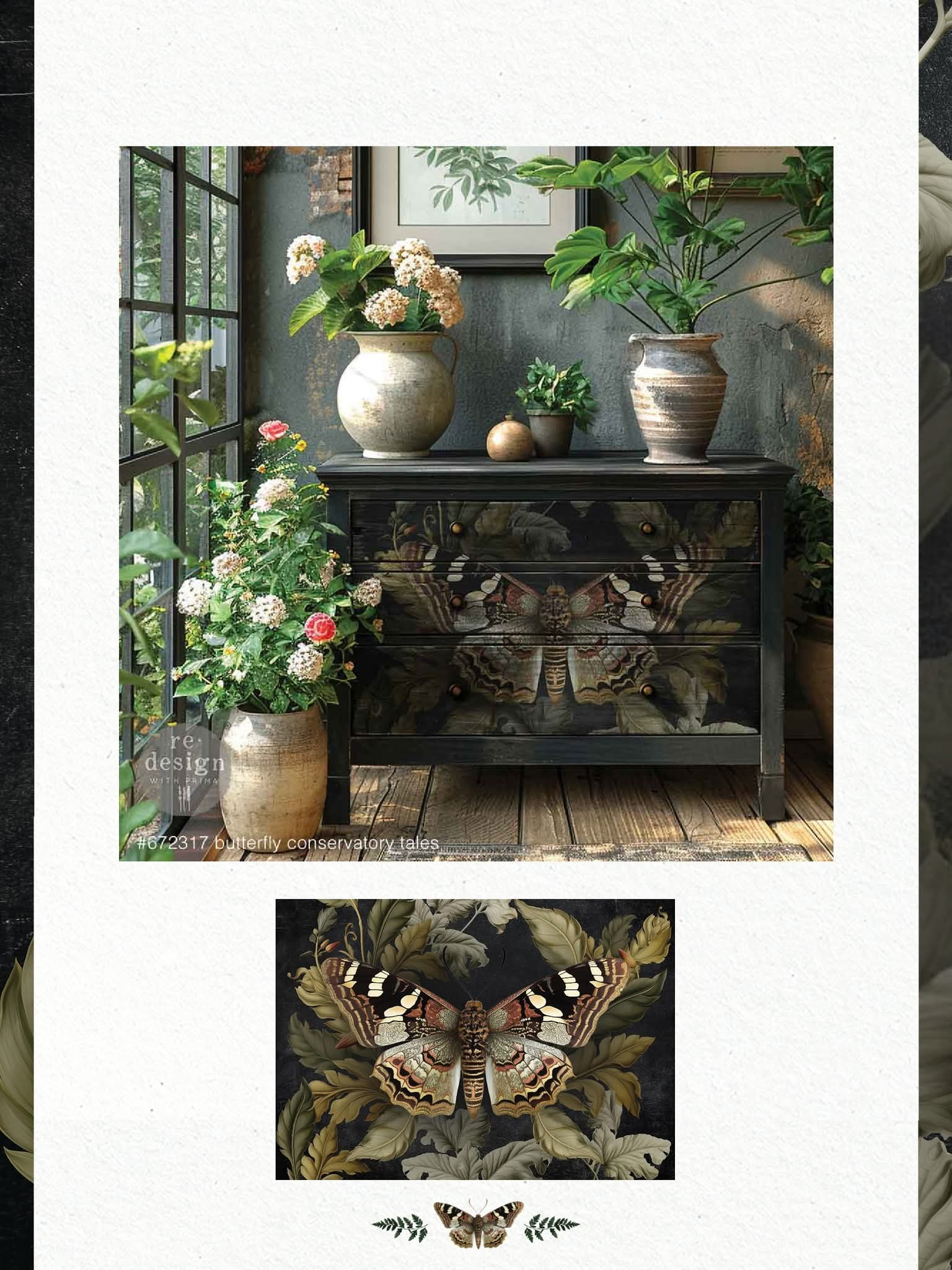 *New* Redesign with Prima Decoupage A1 Fiber Paper Butterfly Conservatory Tales Limited Edition