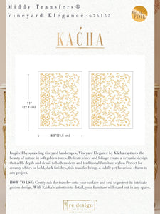 * New* Redesign with Prima Kacha Gold Foil Flat packed Middy Transfer Vineyard Elegance ( 2 sheets)