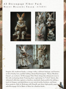 *New Exclusive Limited Edition* Redesign with Prima Bunny Meadow Charm A3 DECOUPAGE FIBRE papers- 3 SHEETS, 11.7”X16.5”