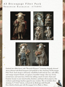 *New Exclusive Limited Edition* Redesign with Prima Sheepish Elegance A3 DECOUPAGE FIBRE papers- 3 SHEETS, 11.7”X16.5"