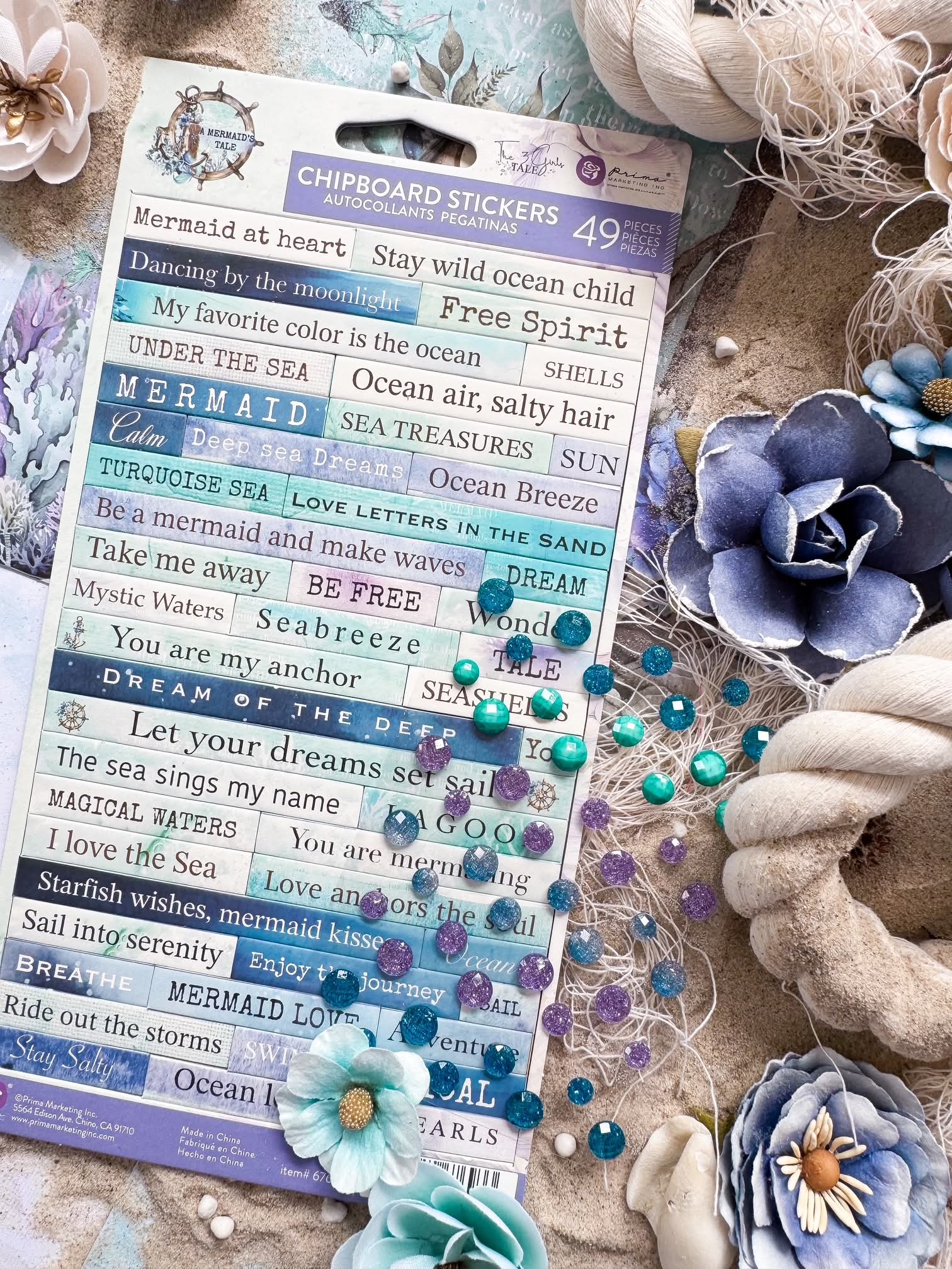 A Mermaid's Tale -CHIPBOARD Stickers (49 pcs)