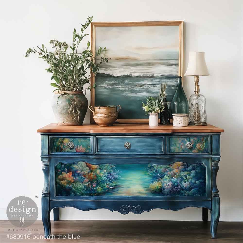 *New* Exclusive Redesign with Prima Decoupage A1 Fiber Paper Limited Edition Beneath the Blue