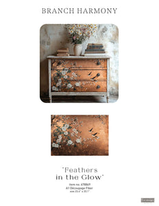 *New*Redesign with Prima Decoupage A1 Fiber Paper Limited Edition Feathers in the Glow