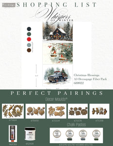 *New* Redesign with Prima Christmas Blessings A3 DECOUPAGE DECOR TISSUE- 3 SHEETS, 11.7”X16.5”