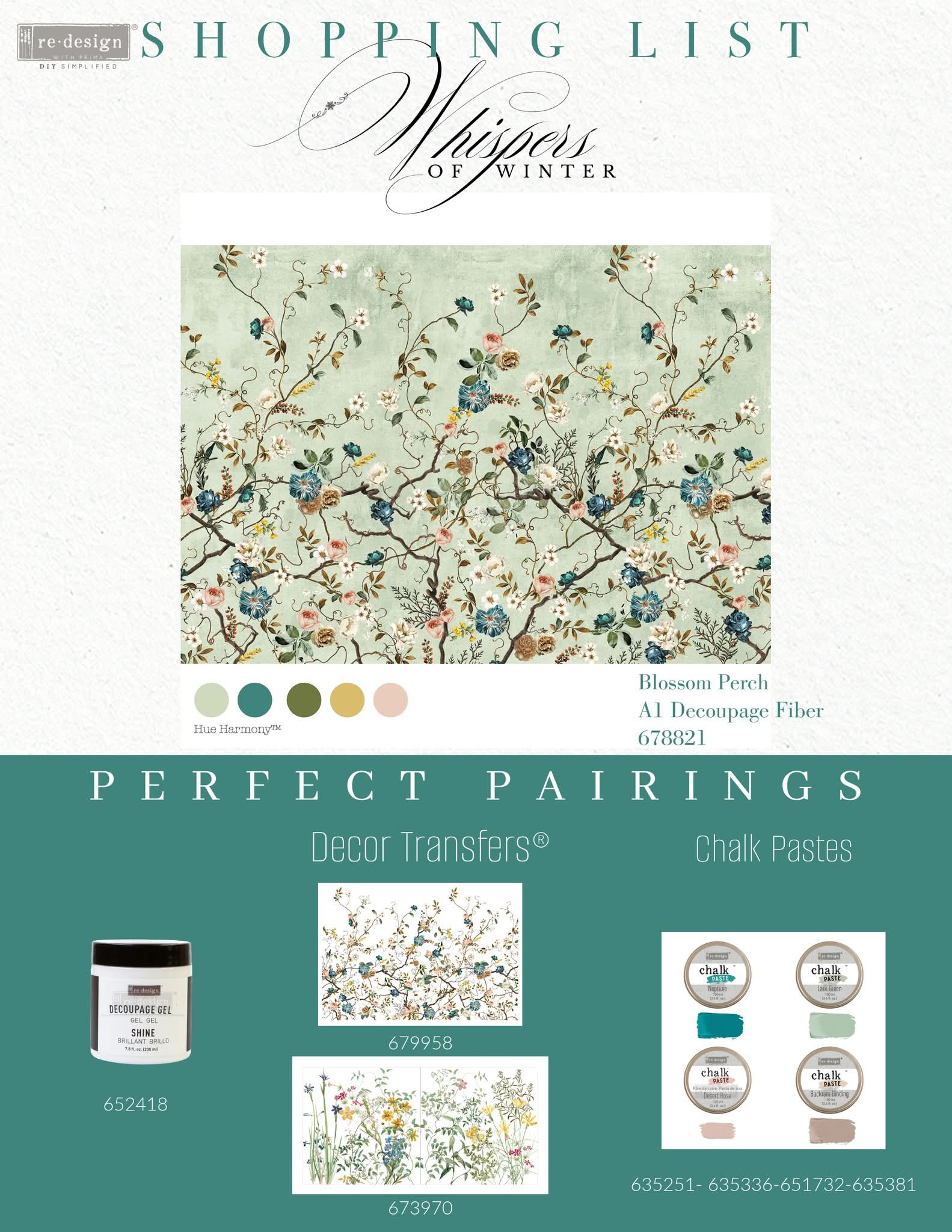 *New*Redesign with Prima Decoupage A1 Fiber Paper Limited Edition Blossom Perch