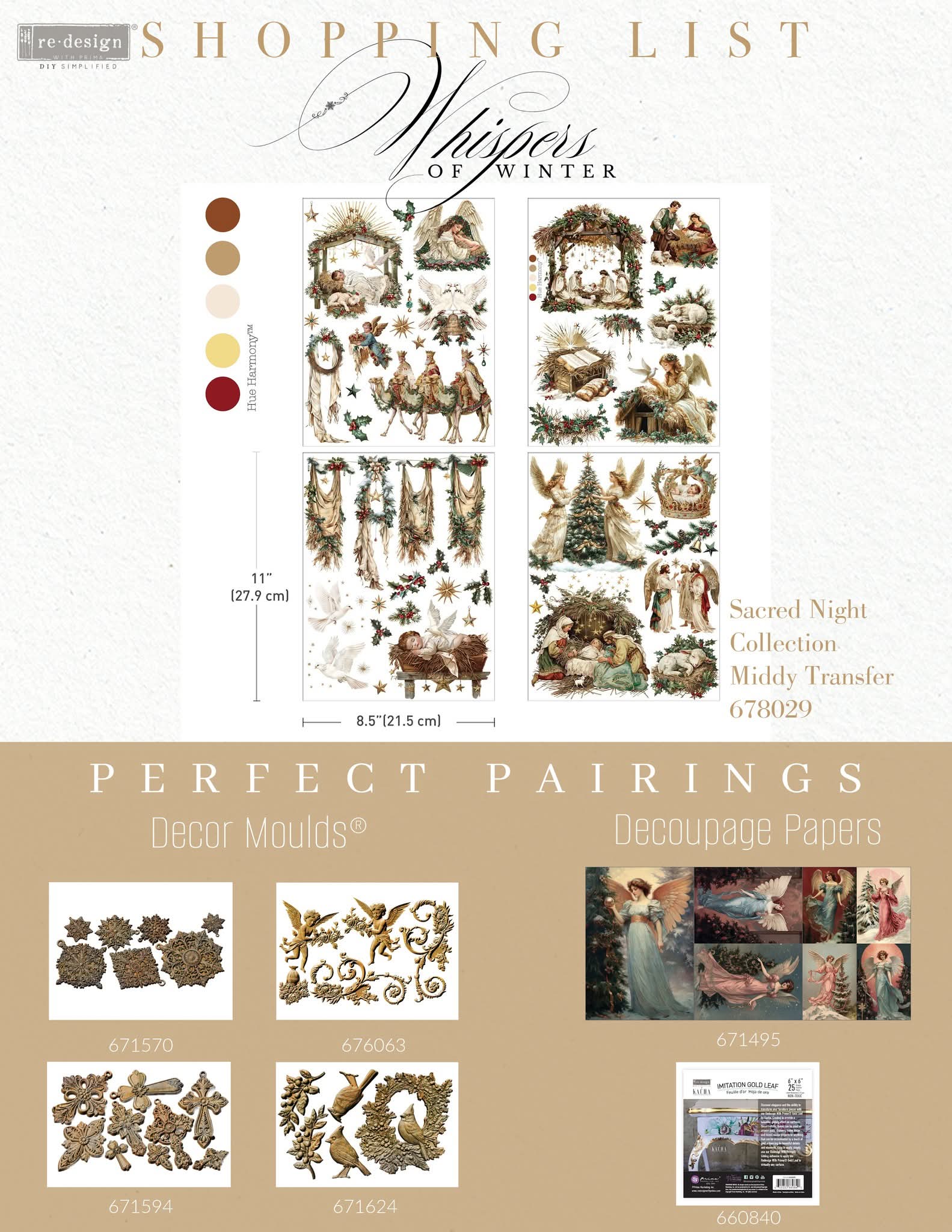 * New* Redesign with Prima Middy Transfer Limited Edition Sacred Night Collection * With free bonus sheet 4 instead of 3