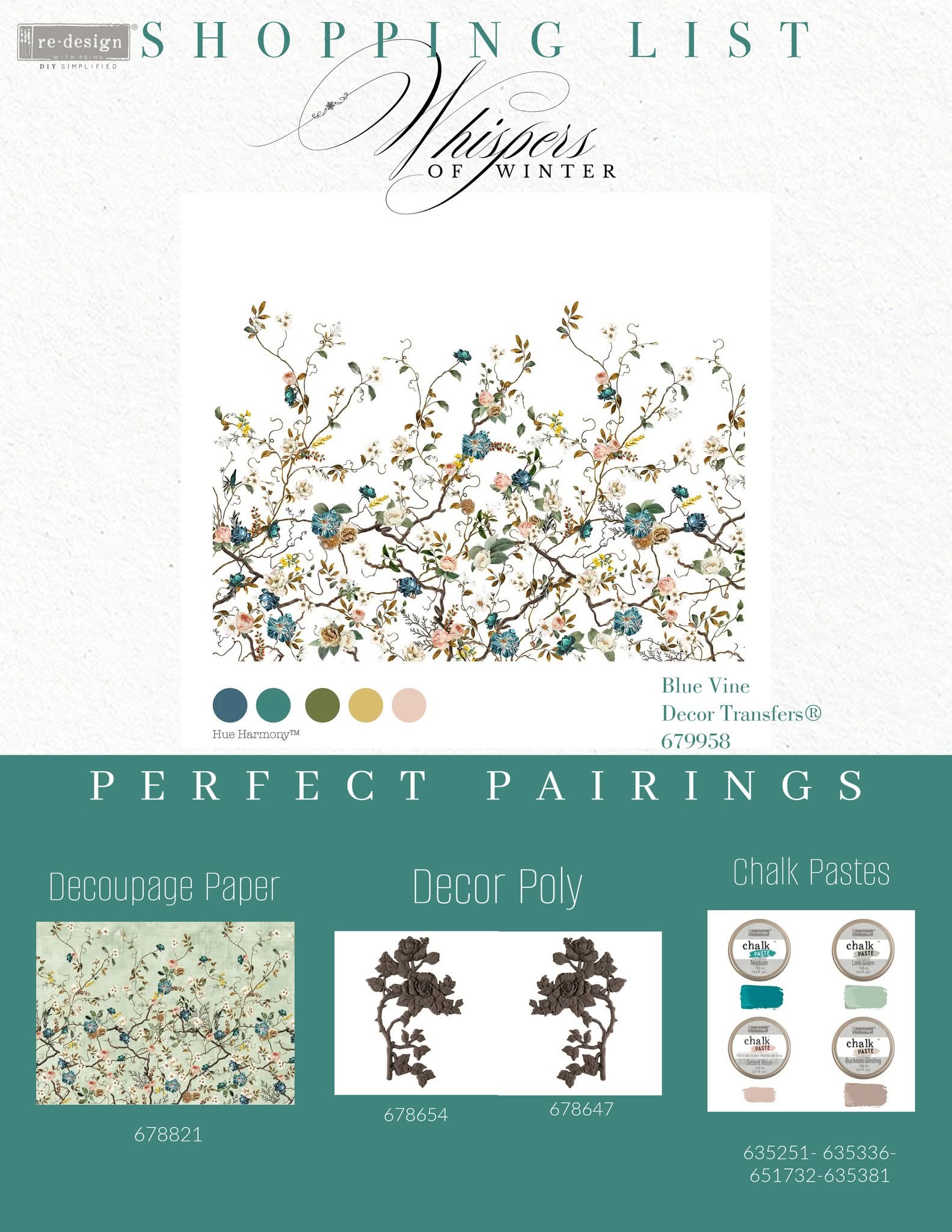 *New* Redesign with Prima Decor New Flat packed transfer Limited edition Blue Vine
