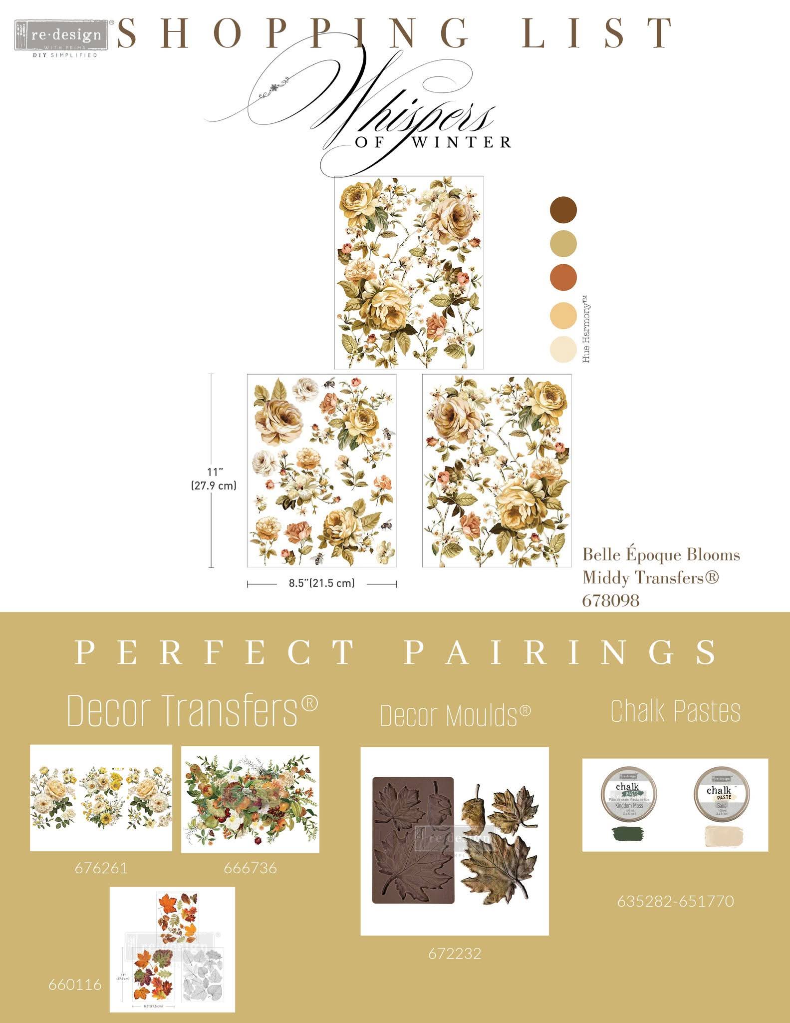 * New* Redesign with Prima Middy Transfer Limited Edition Belle Epoque Blooms