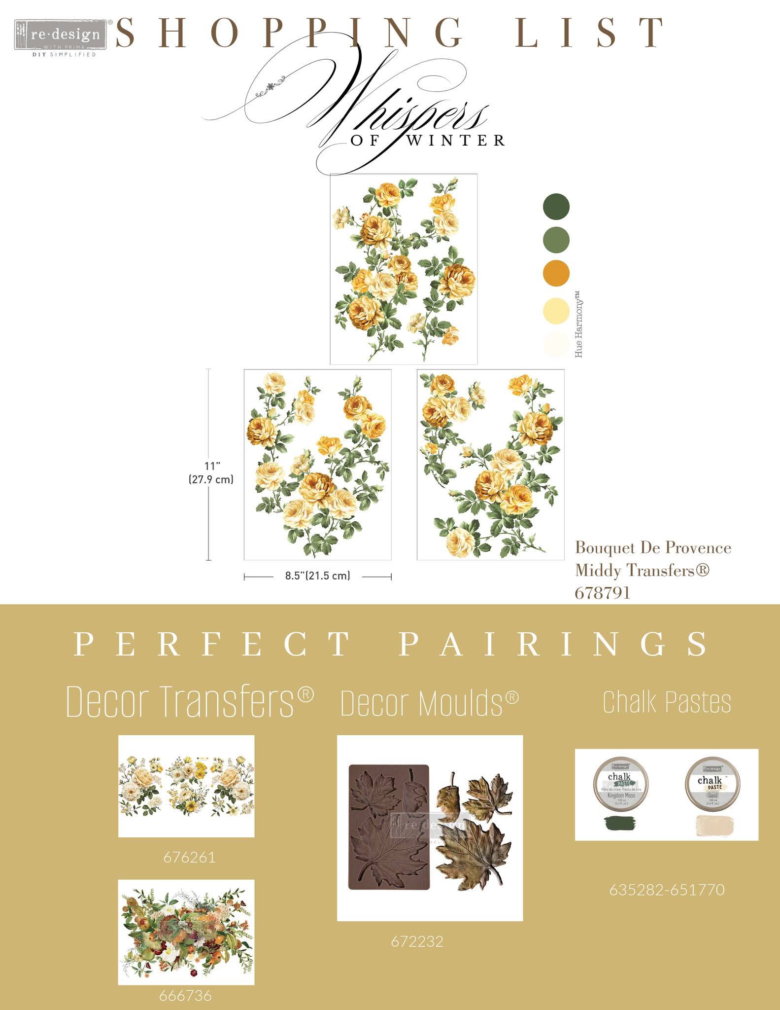 * New* Redesign with Prima Middy Transfer Limited Edition Belle Bouquet De Provence