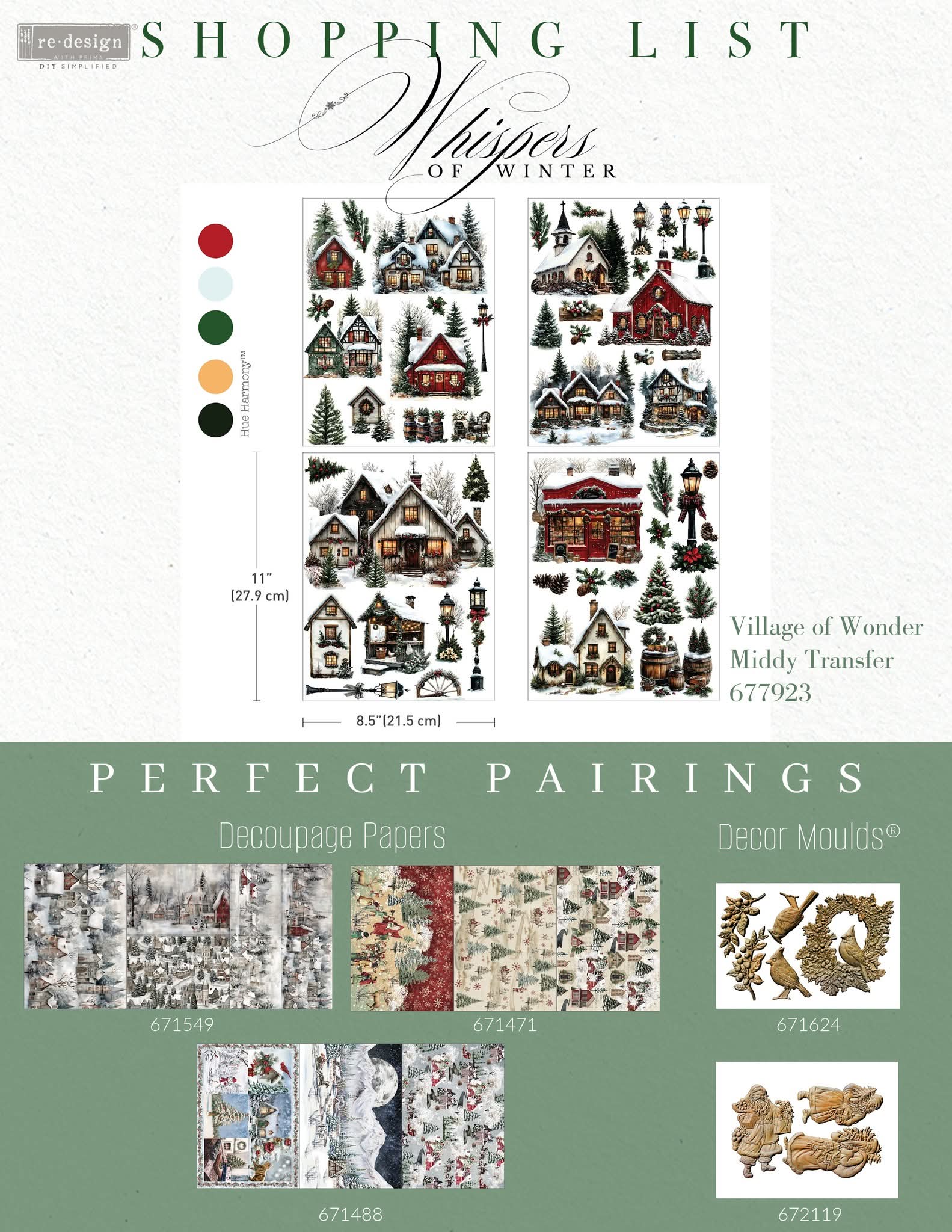 * New* Redesign with Prima Middy Transfer Limited Edition Village of Wonder * With free bonus sheet 4 instead of 3 back in stock