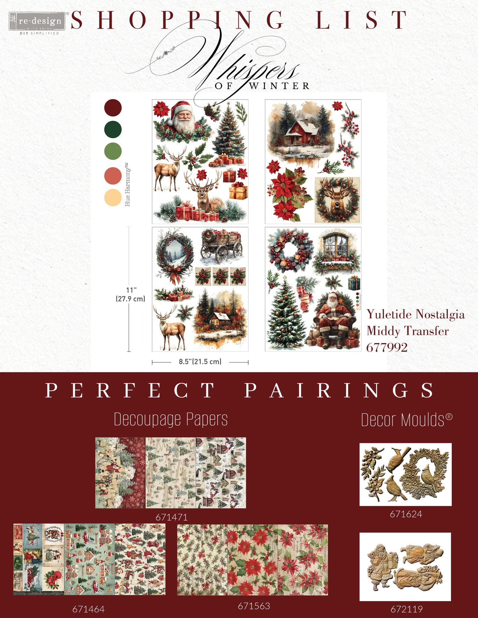 * New* Redesign with Prima Middy Transfer Limited Edition Yuletide Nostalgia * With free bonus sheet 4 instead of 3 back in stock