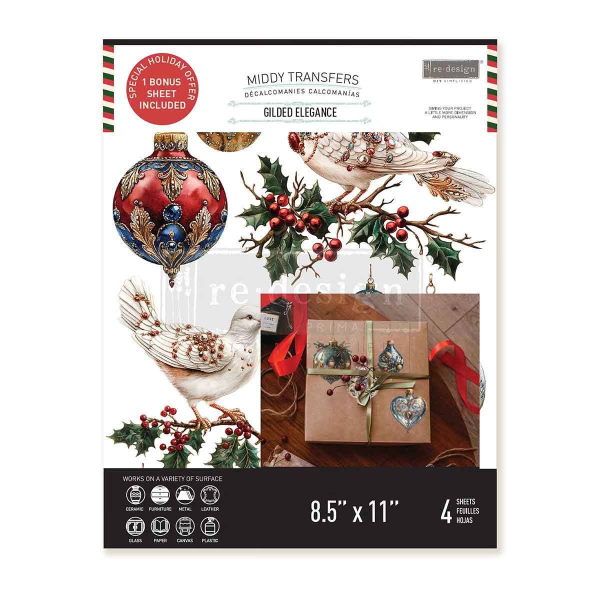 * New* Redesign with Prima Middy Transfer Limited Edition Gilded Elegance * With free bonus sheet 4 instead of 3