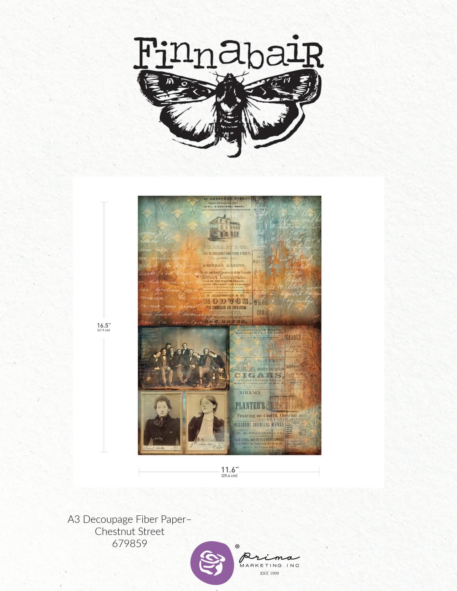 Finnabair A3 Decoupage sheet Chestnut Street Limited Edition