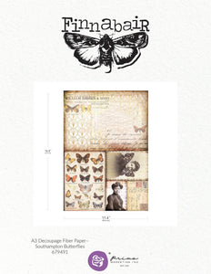 Finnabair A3 Decoupage sheet Southampton Butterflies Limited Edition