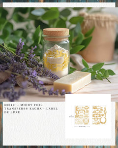 * New* Redesign with Prima Kacha Gold Foil Flat packed Middy Transfer Label Deluxe ( 2 sheets)
